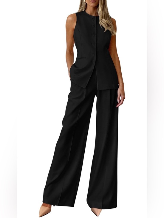 Pants - PRETTYGARDEN Women's 2 Piece Sets Summer Sleeveless Blazer Vest Pants Suits